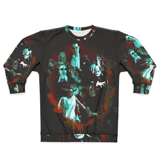 Classic Universal Monster Sweatshirt featuring Dracula, Frankenstein, Mummy, and other iconic horror characters