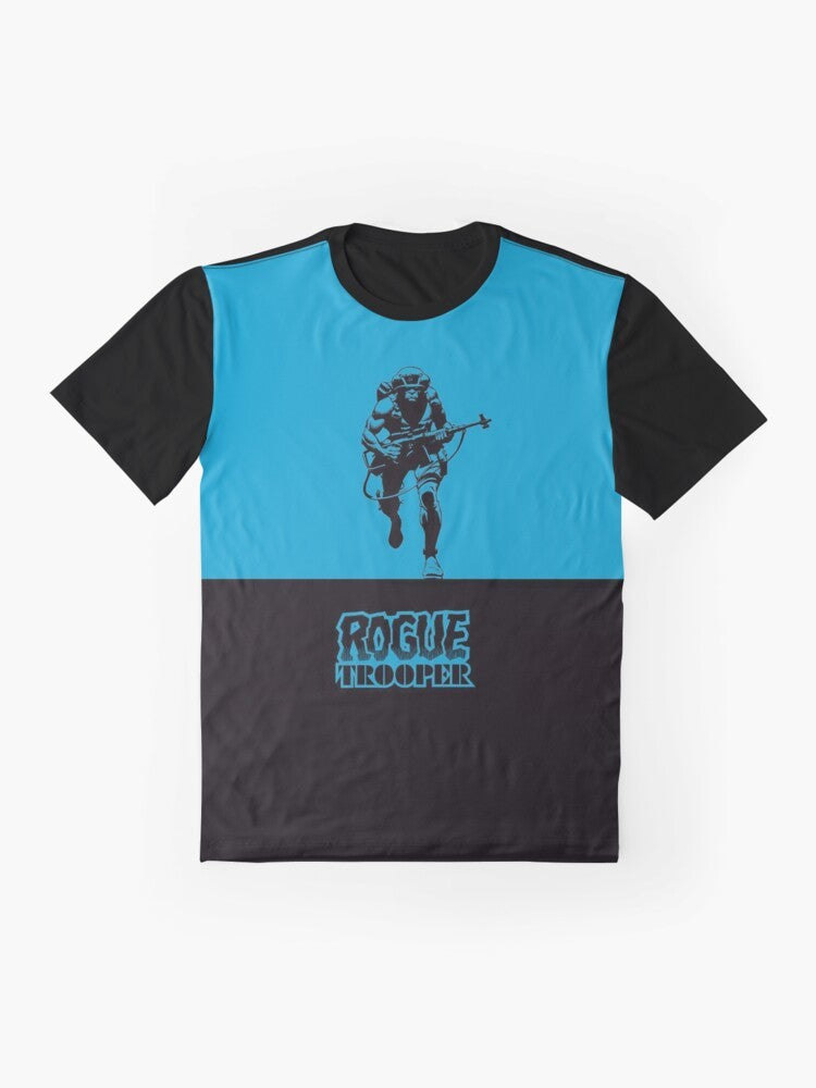 Rogue Trooper sci-fi character graphic on a t-shirt - Flat lay