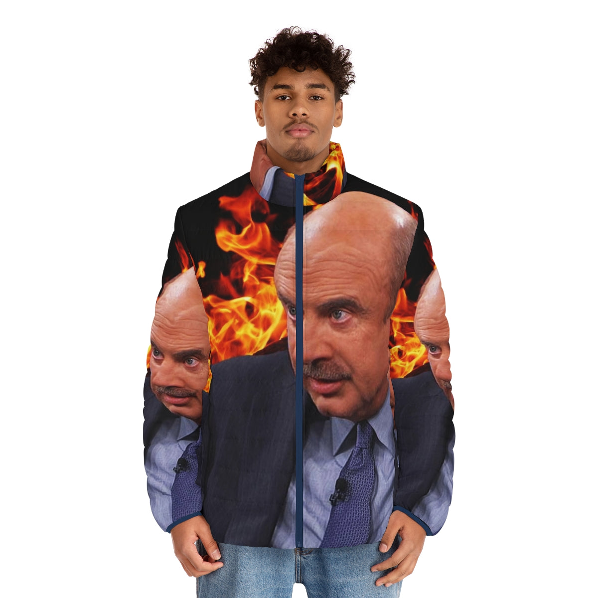 Dr. Phil Wrath Puffer Jacket with Intense Photoshop Design - men front