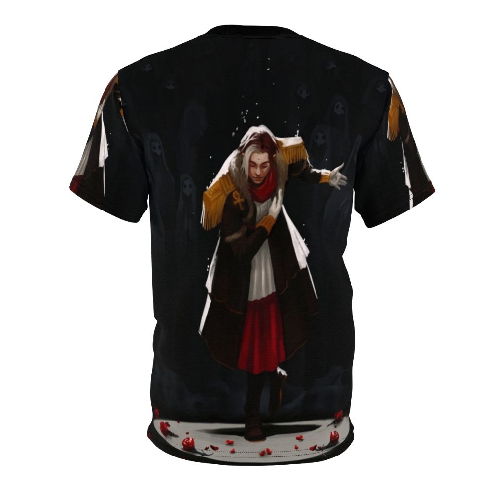 Fantasy art featuring Ascian characters from Final Fantasy XIV on a high-quality all-over print t-shirt. - Back