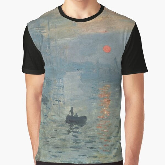 High definition graphic t-shirt featuring Paul Cezanne's Impressionist painting "Sunrise"