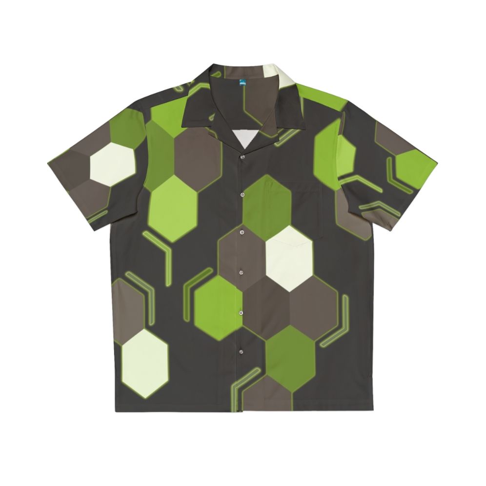 Hexagonal scales geometric pattern Hawaiian shirt inspired by the Pokemon Zygarde