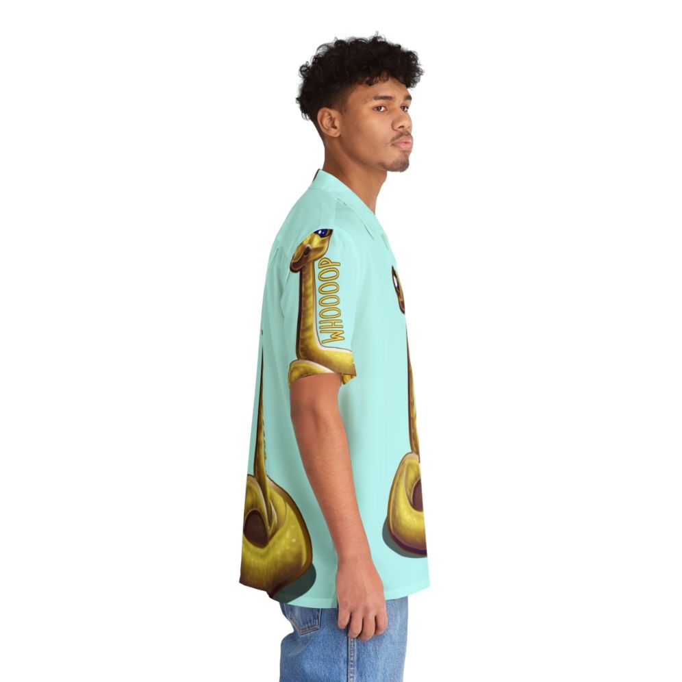 Whooping snake themed hawaiian shirt with bright yellow and green colors - People Pight