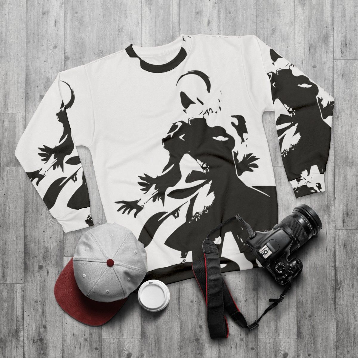 2B Silhouette Sweatshirt - Nier Automata Inspired Clothing - flat lay