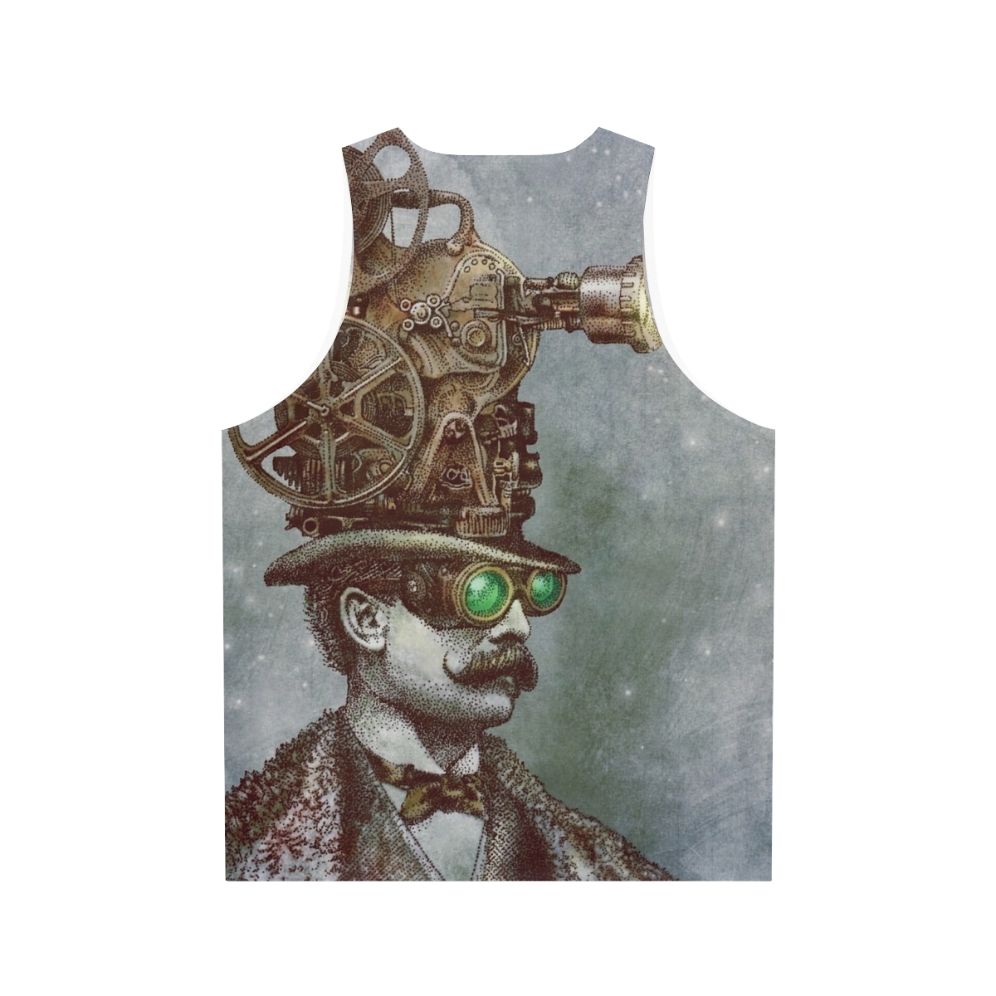 Steampunk unisex tank top with surreal mechanical design - Back