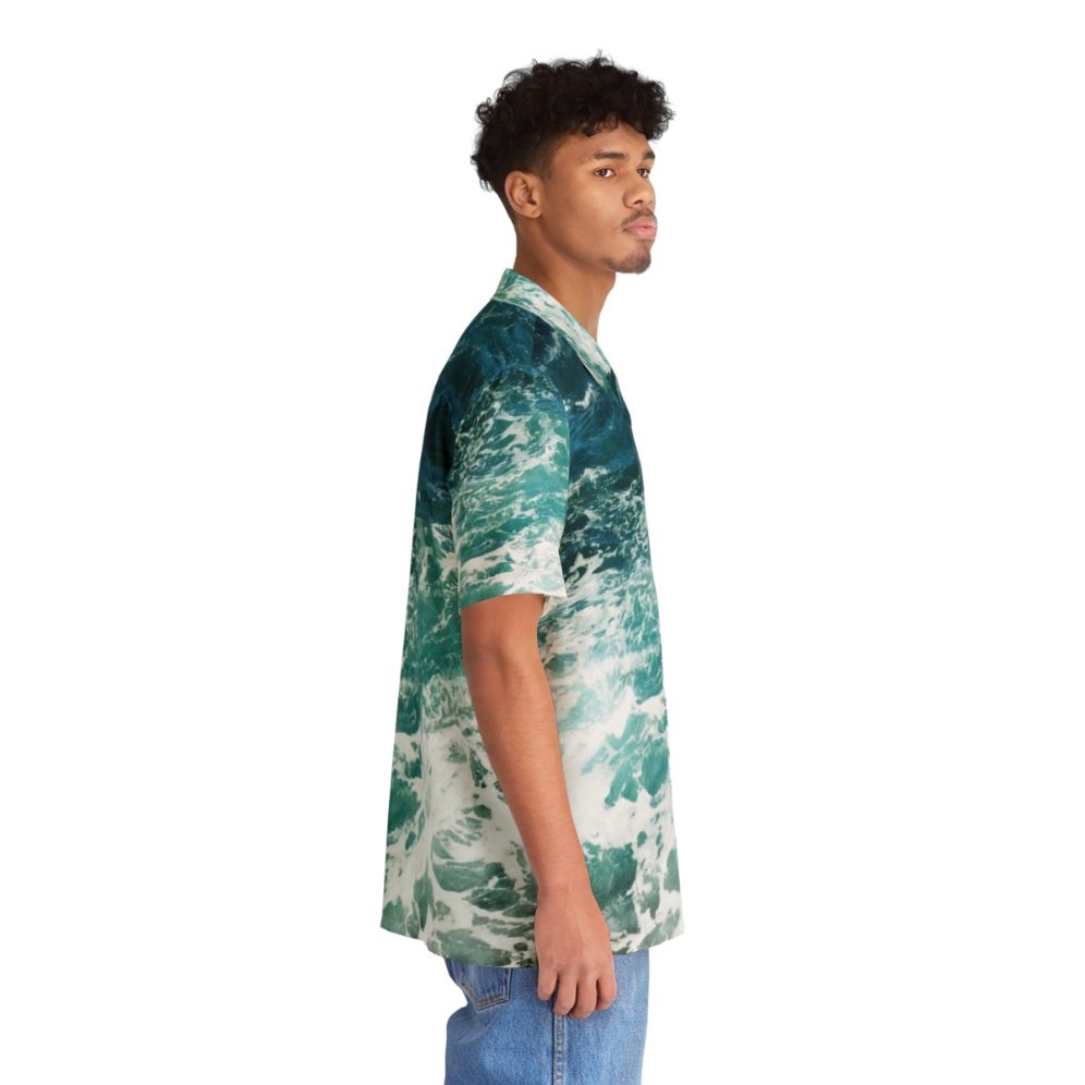 Blue Ocean Waves Hawaiian Shirt with Wave Pattern - People Pight