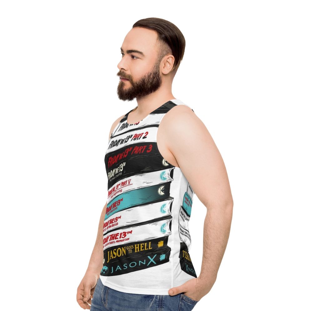 Retro Friday the 13th VHS Stack Unisex Tank Top - men side