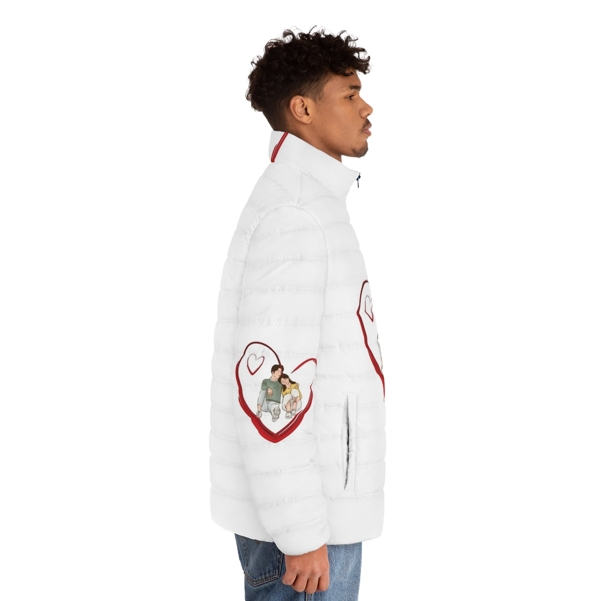 Young Royals Netflix Puffer Jacket featuring Edvin Ryding and Omar Rudberg - men side right