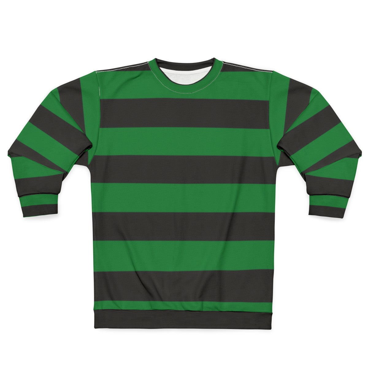 Green and striped sweatshirt with horizontal stripes