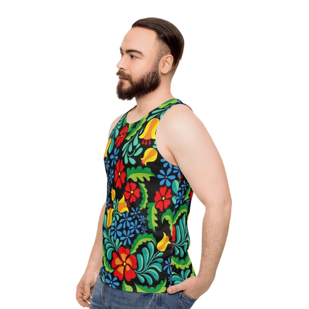 Seamless ethnic mexican tank top with traditional patterns - men side