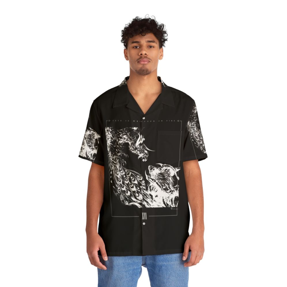 Final Fantasy XVI Monochrome Hawaiian Shirt - People Front