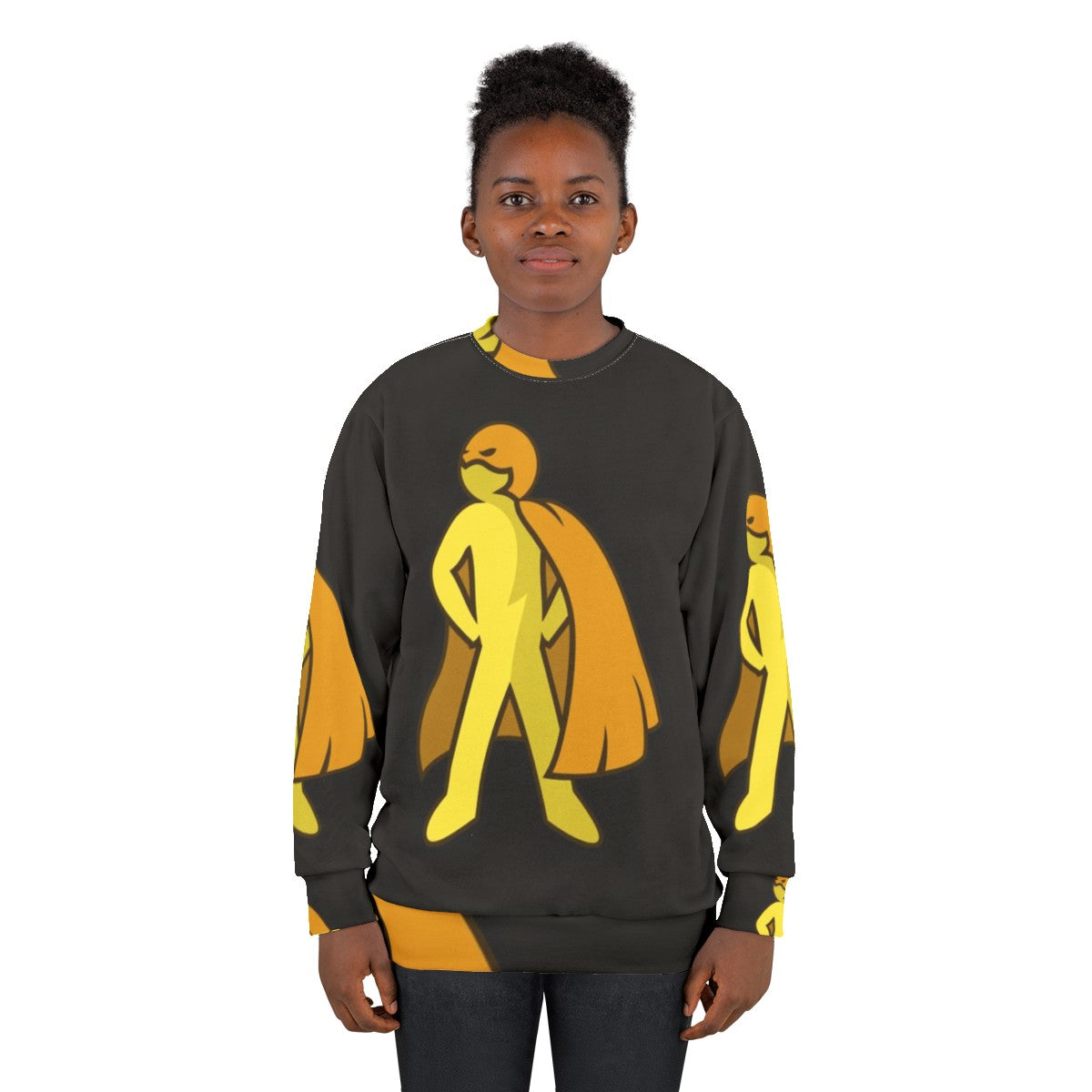 Simple superhero sweatshirt with comic book style graphic - women