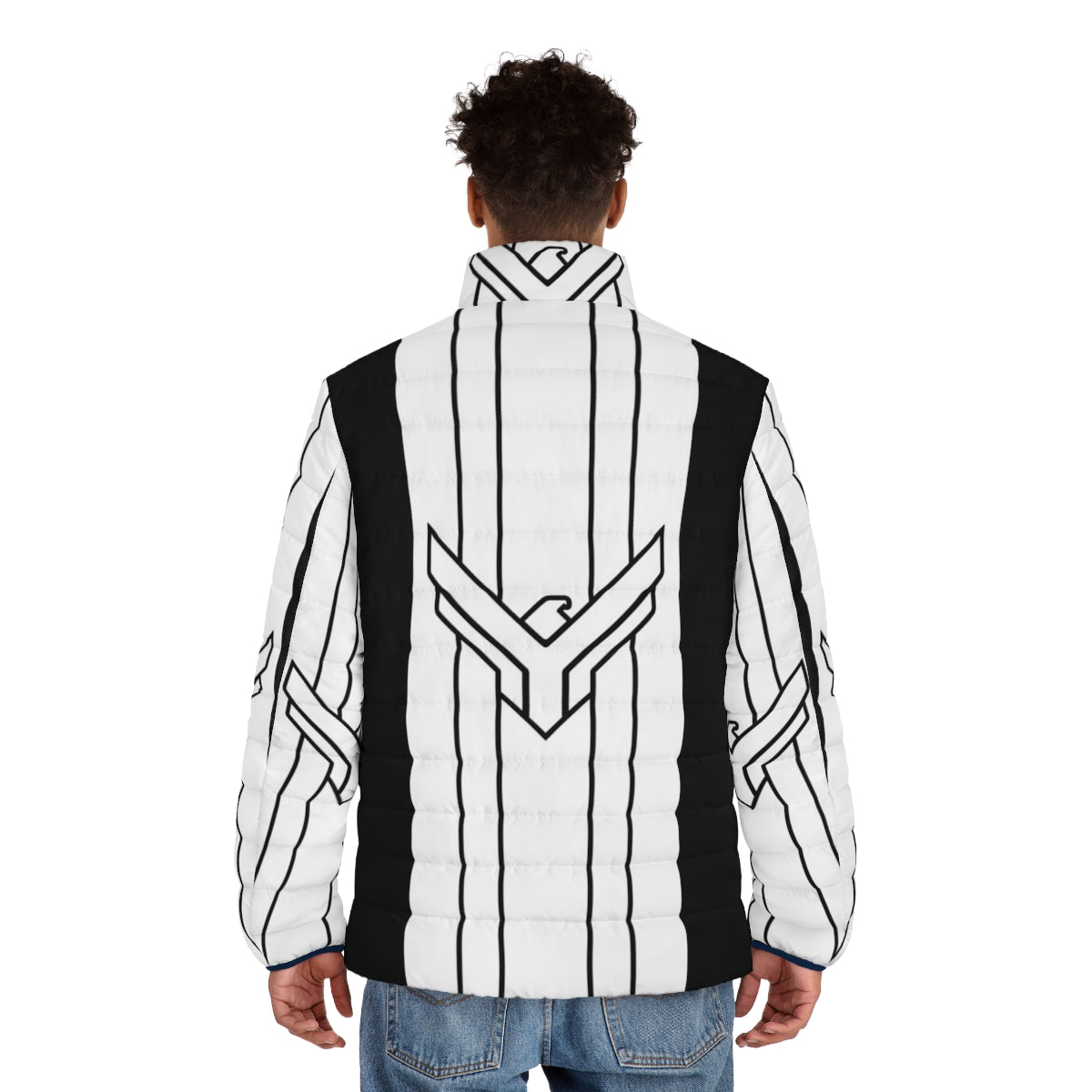 Dune House Atreides puffer jacket with banner stripes and logo - men back