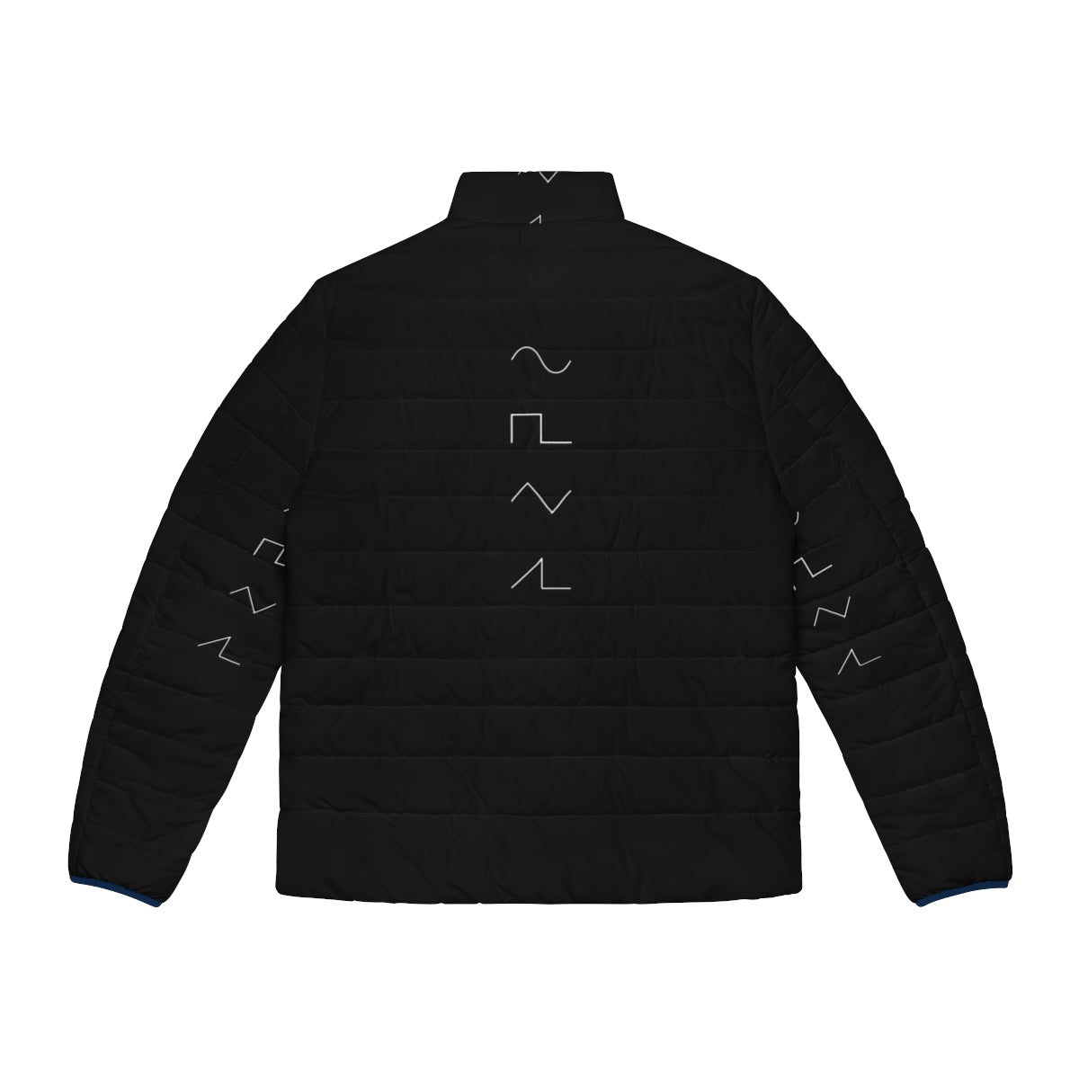 Puffer jacket featuring analog synthesizer waveform design for music producers and sound engineers - Back