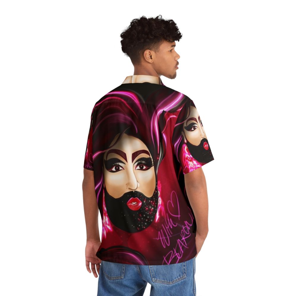 "Bearded Lady Drag Queen Hawaiian Shirt featuring Gay Bear Fan Art" - People Back