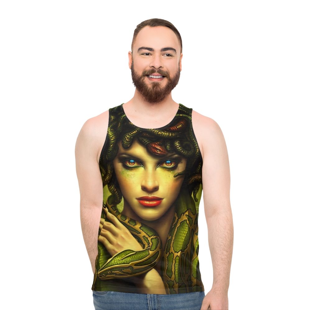 Medusa Unisex Tank Top with Mythological Greek Gorgon Artwork - men