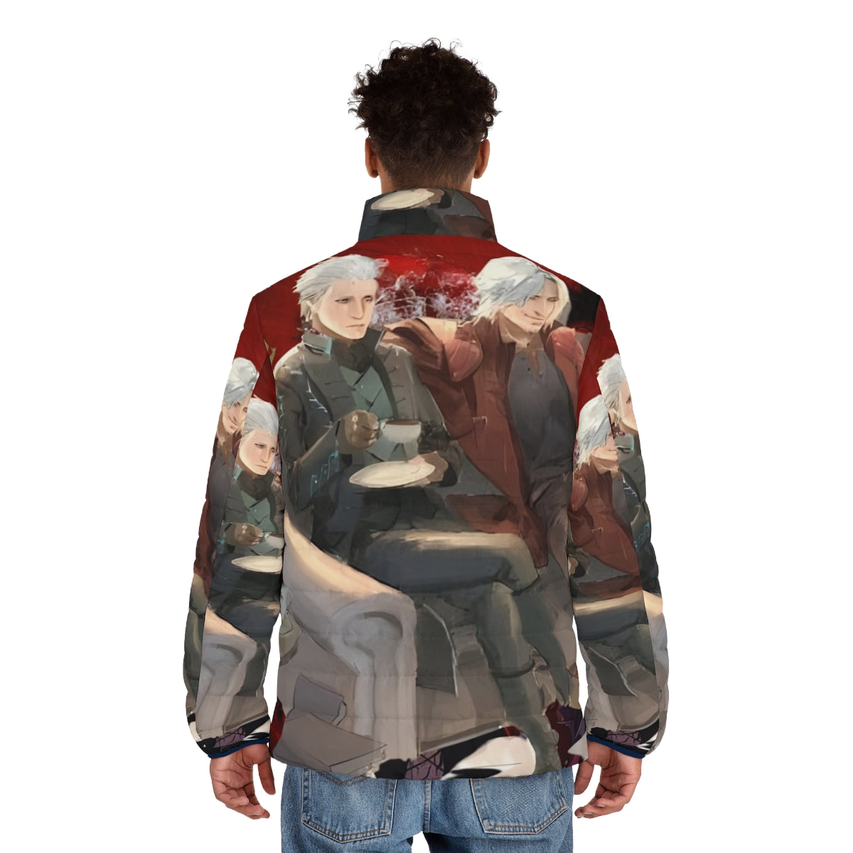 Devil May Cry Painting Puffer Jacket 3 - Anime Gaming Apparel Featuring Characters From Devil May Cry 5 - men back