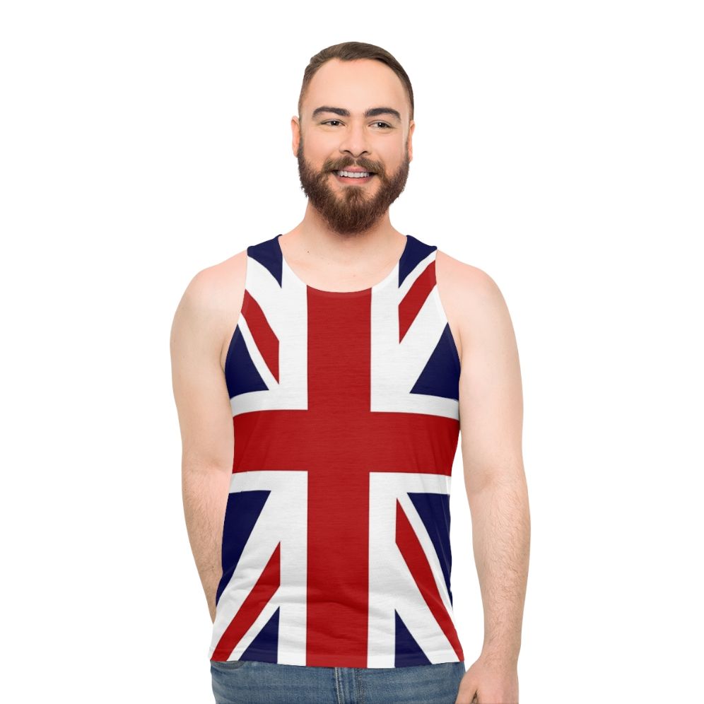 Unisex tank top featuring the Union Jack flag of the United Kingdom - men