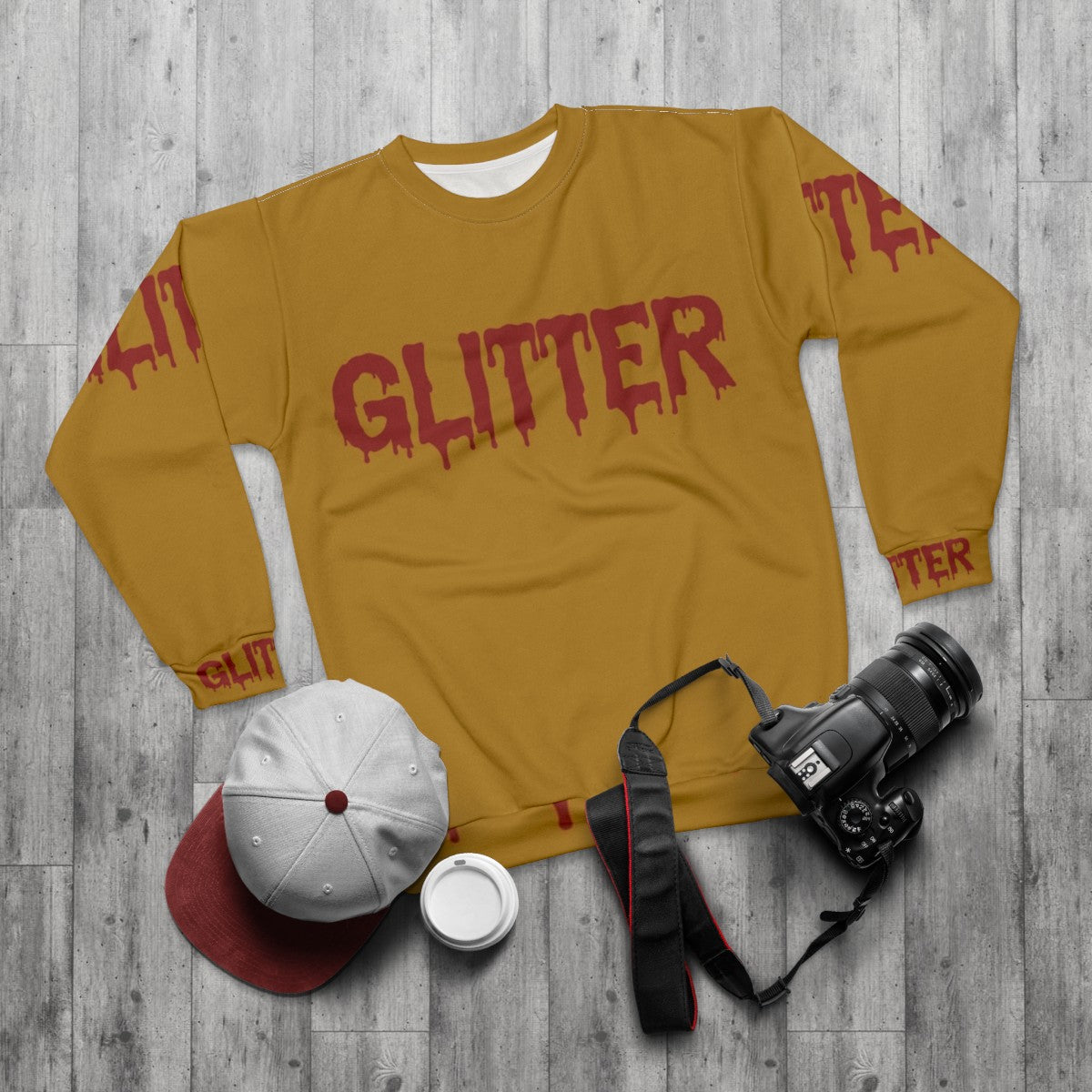 Glitter In Blood Horror Typography Sweatshirt - flat lay