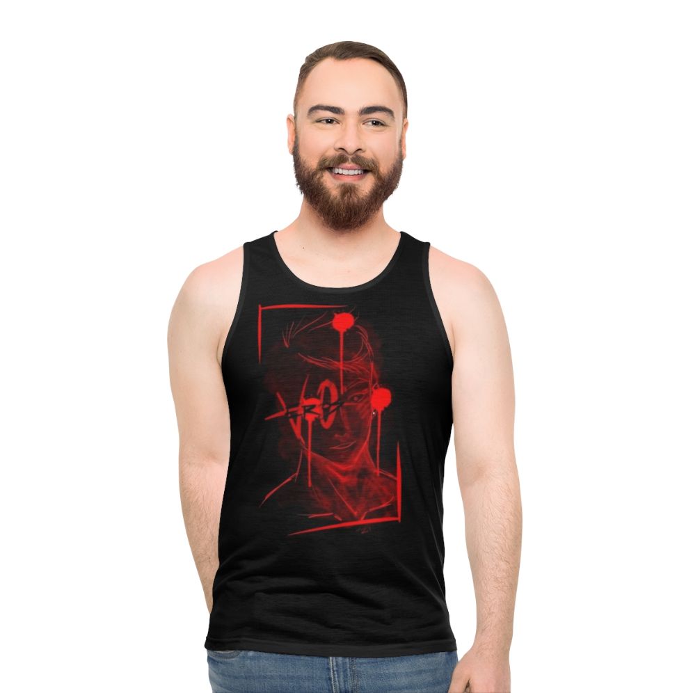 Unisex black tank top for comfortable and athletic wear - men