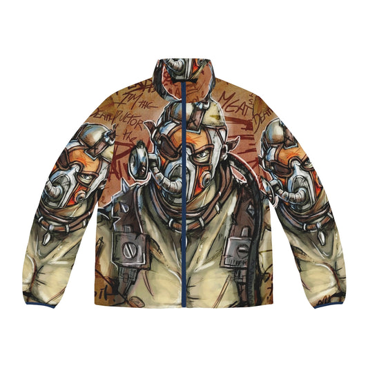 Borderlands Psycho Puffer Jacket with post-apocalyptic desert style