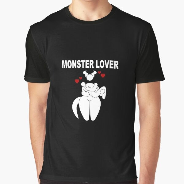 Monster Lover Graphic T-Shirt with a black and white design