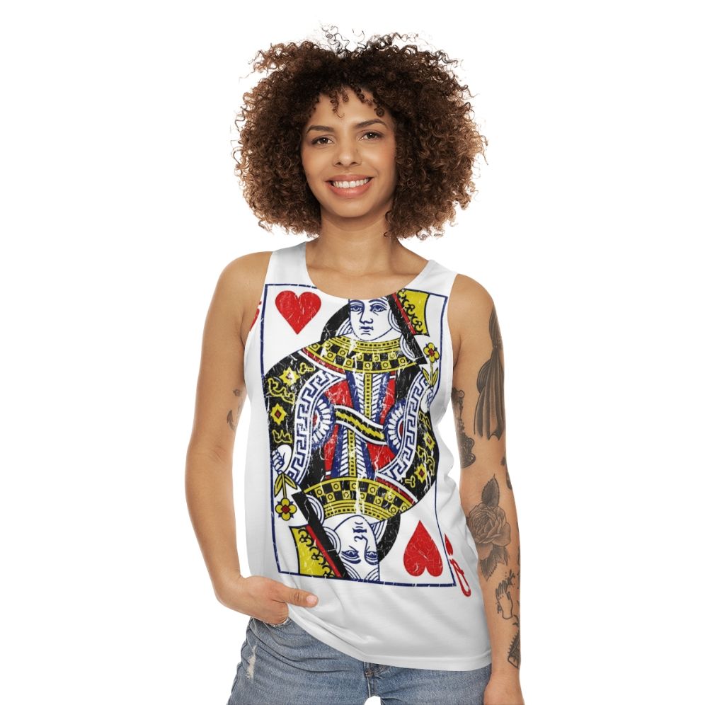 Queen of Hearts Playing Card Unisex Tank Top - women