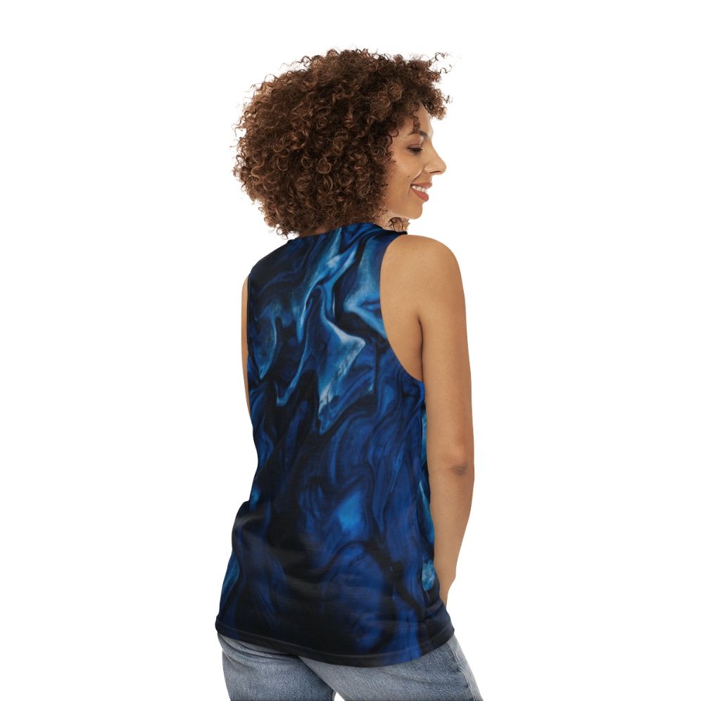 Abstract unisex tank top with nature-inspired design - women back