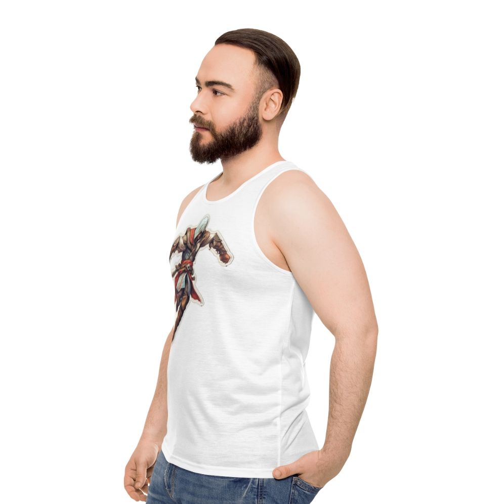 Assassin's Creed unisex tank top featuring iconic fan art design - men side