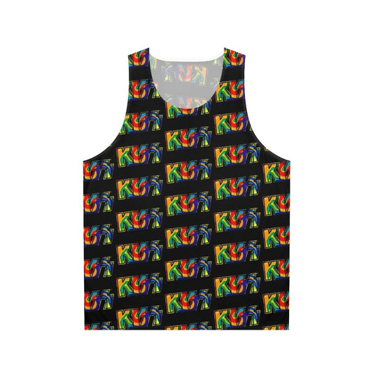 Rainbow Tie Dye Kiss The Band Dark Unisex Tank Top