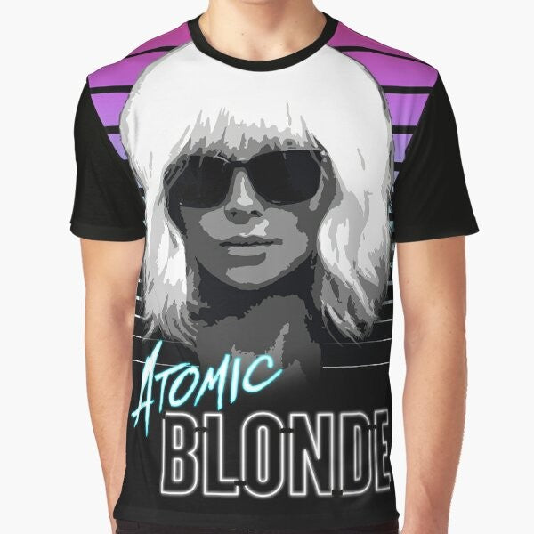 Atomic Blonde retro 80s neon movie graphic t-shirt design