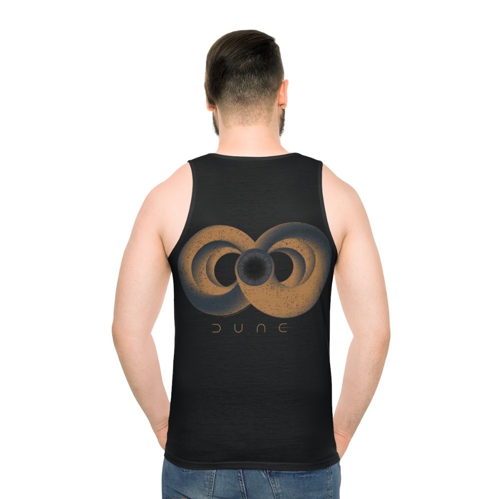 Vintage Dune Sandworm Graphic Unisex Tank Top - men back