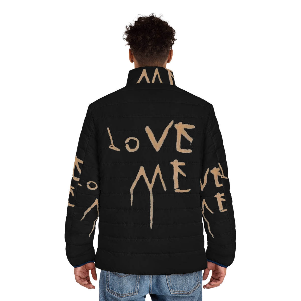 Matchbox Twenty Puffer Jacket with Dripping Paint Love Me Graphic - men back