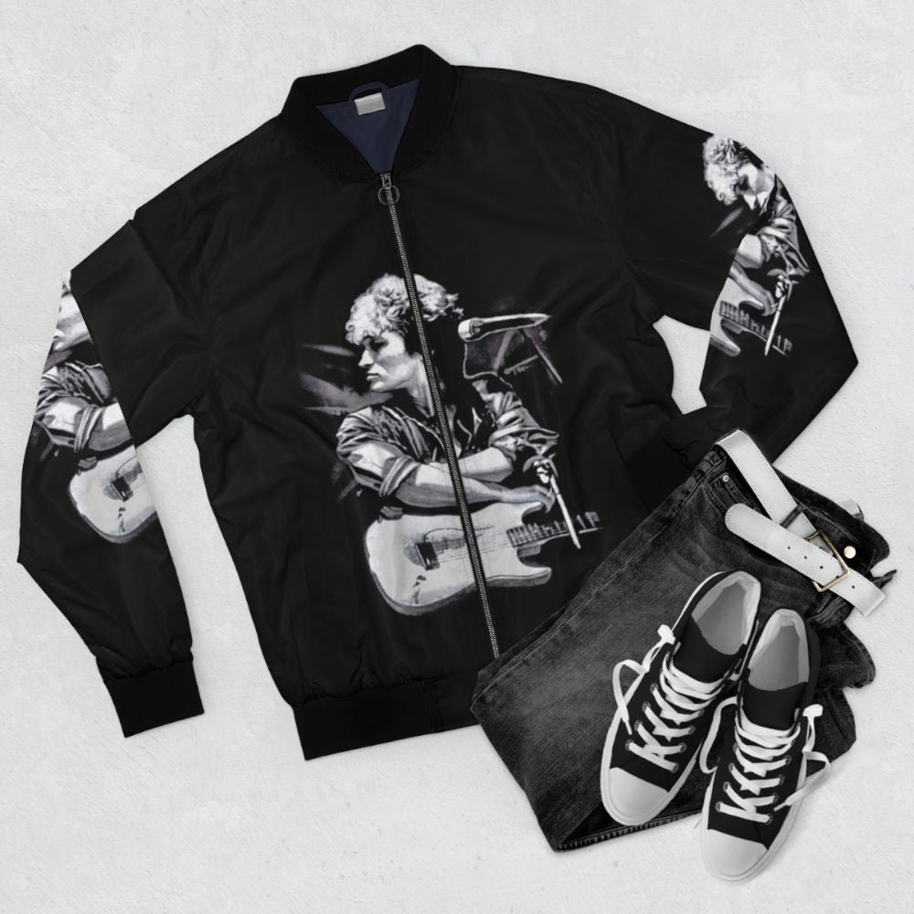 Viktor Tsoi (Виктор Цой) Guitar Classic Bomber Jacket - Flat lay