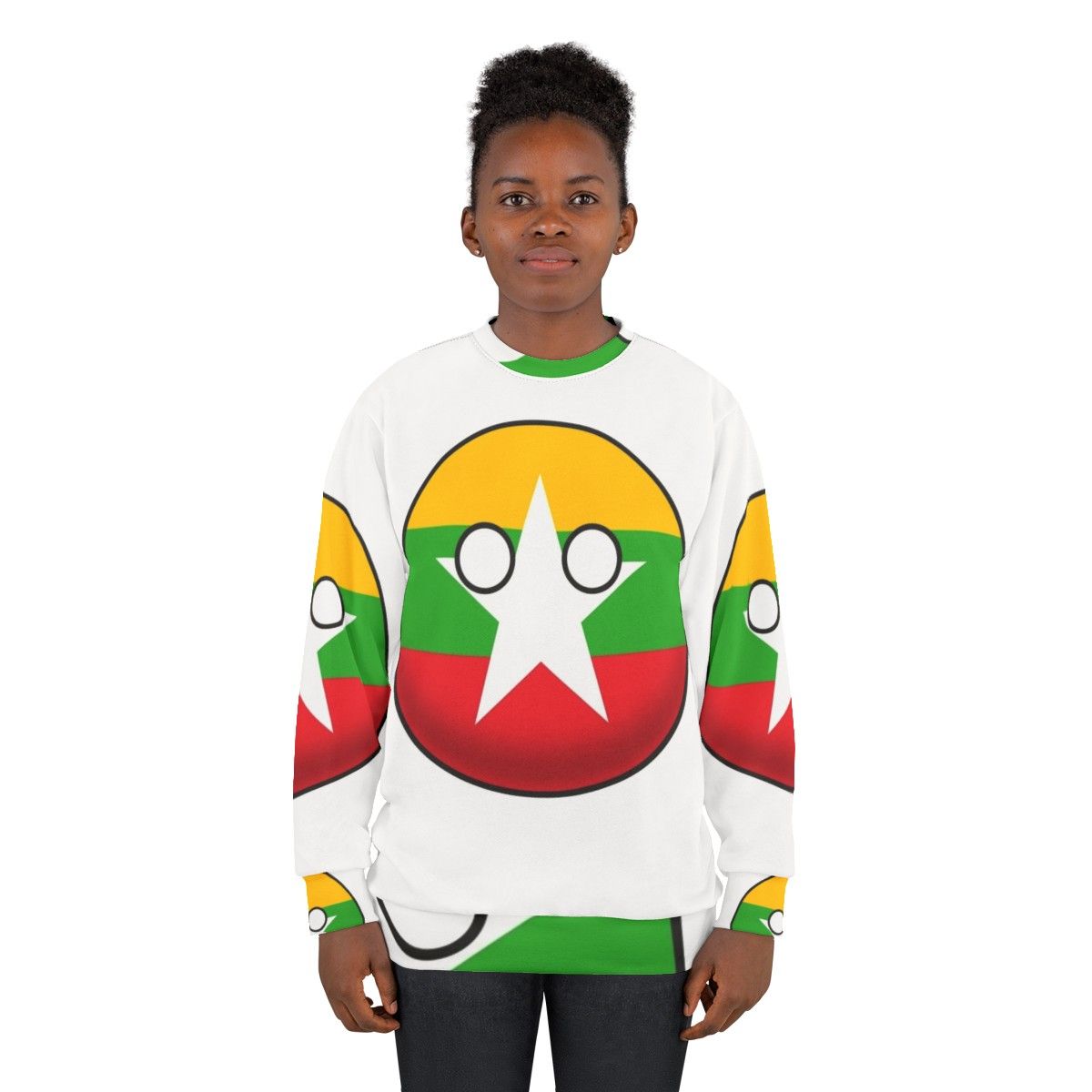 Myanmar Countryball Sweatshirt, showcasing the national flag and cultural pride - women