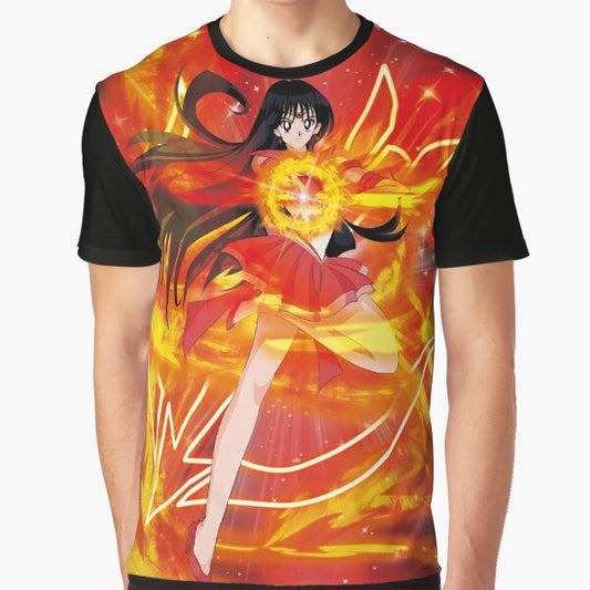 Sailor Mars character illustration on a graphic t-shirt