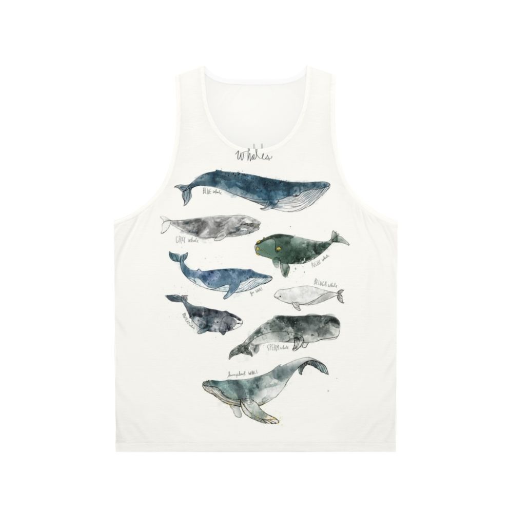 Watercolor whale unisex tank top