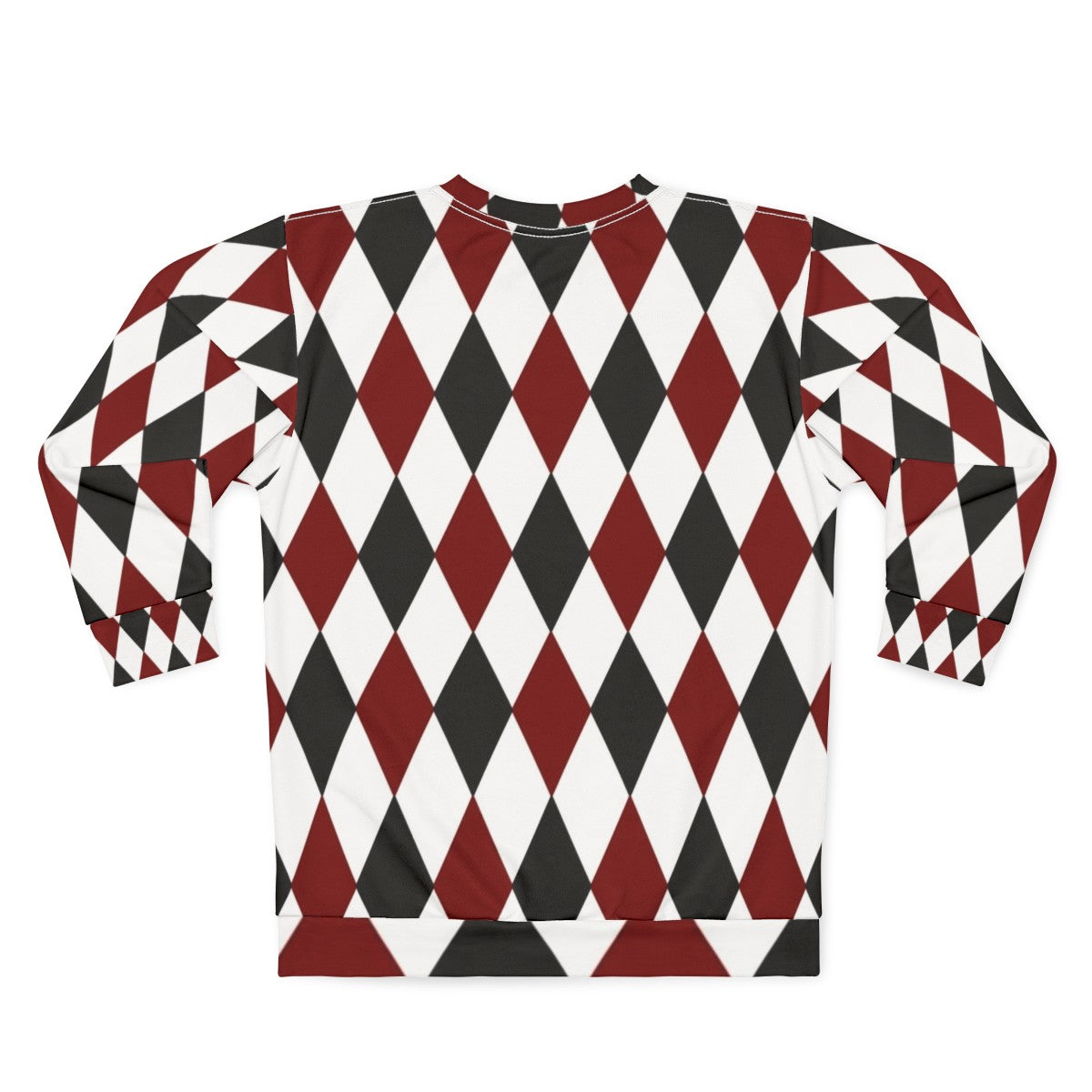 Black, white, and red harlequin diamond pattern sweatshirt - Back