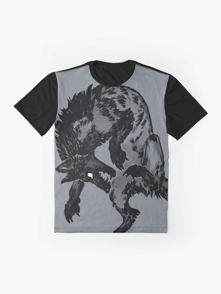 Hyena graphic t-shirt with a creepy, spooky design - Flat lay