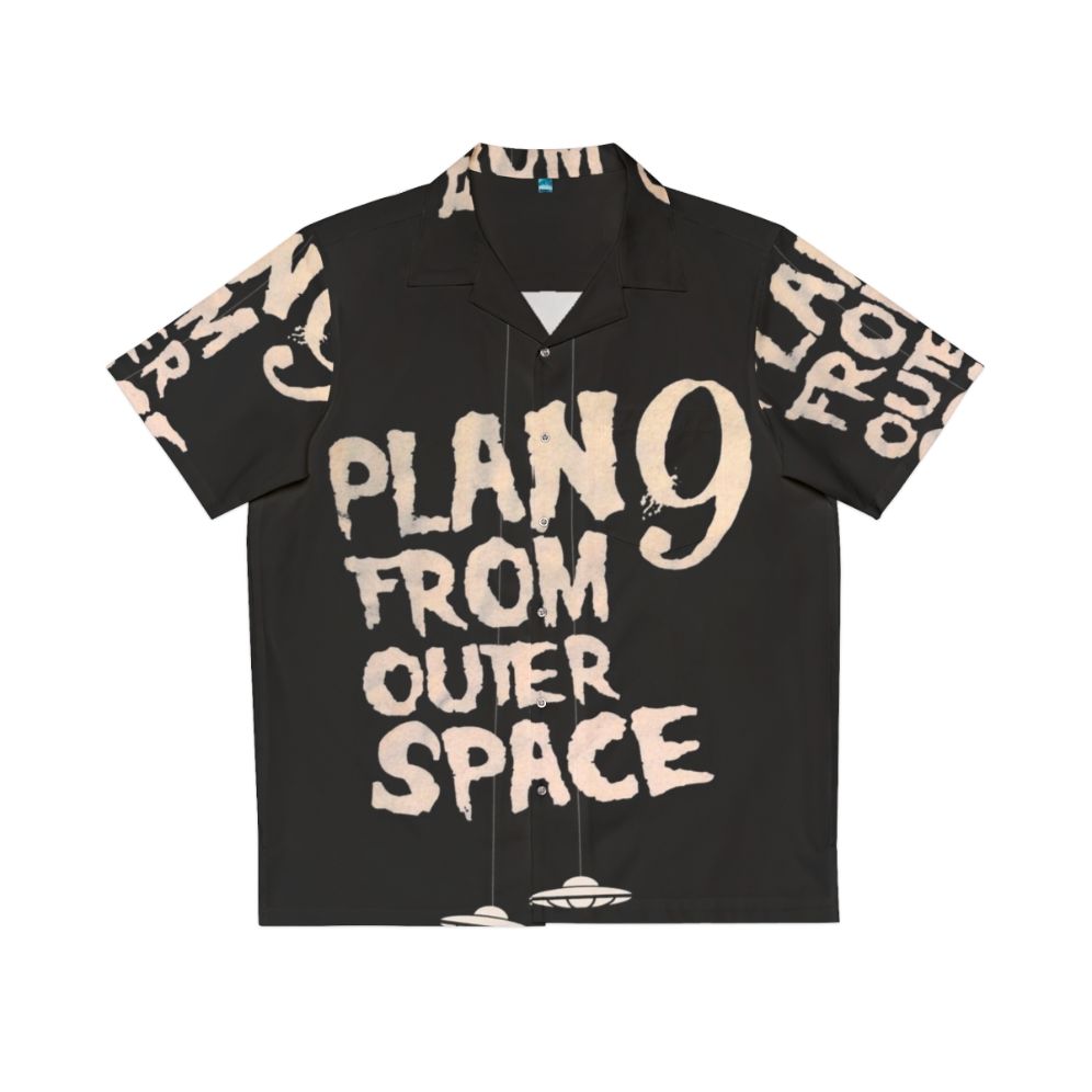 Plan 9 From Outer Space themed Hawaiian shirt with retro sci-fi design