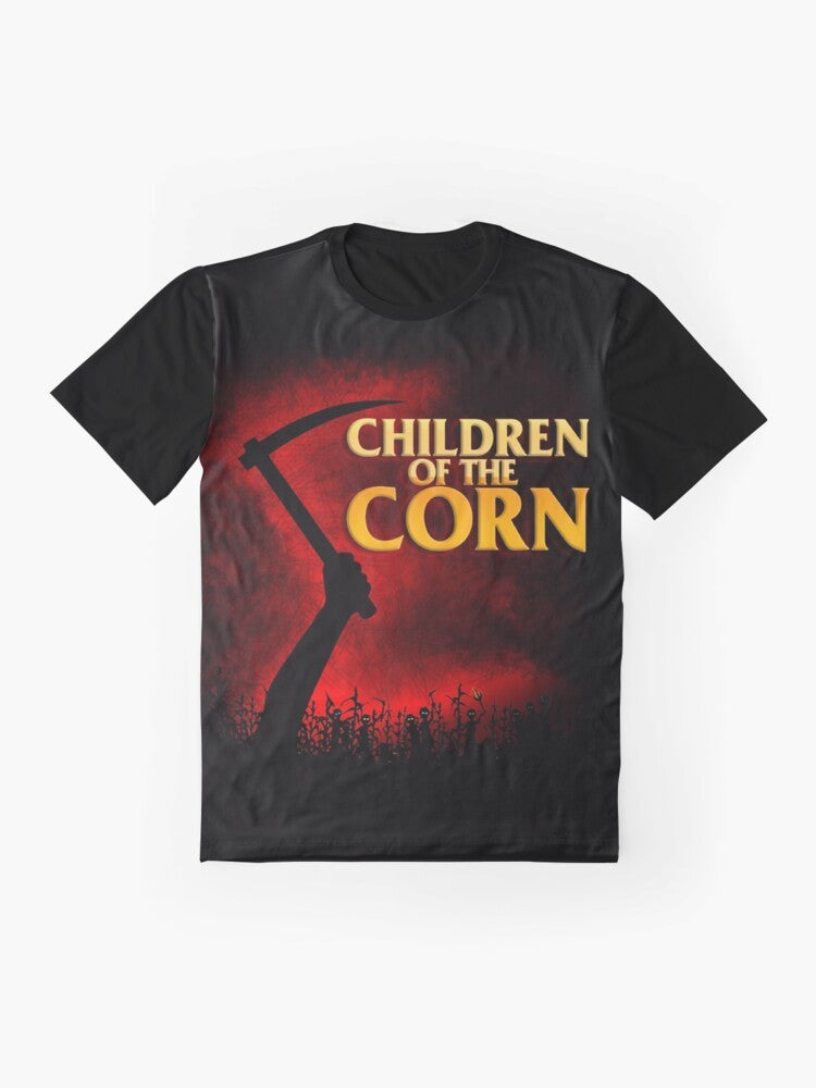 Graphic t-shirt design featuring the iconic horror movie "Children of the Corn" - Flat lay