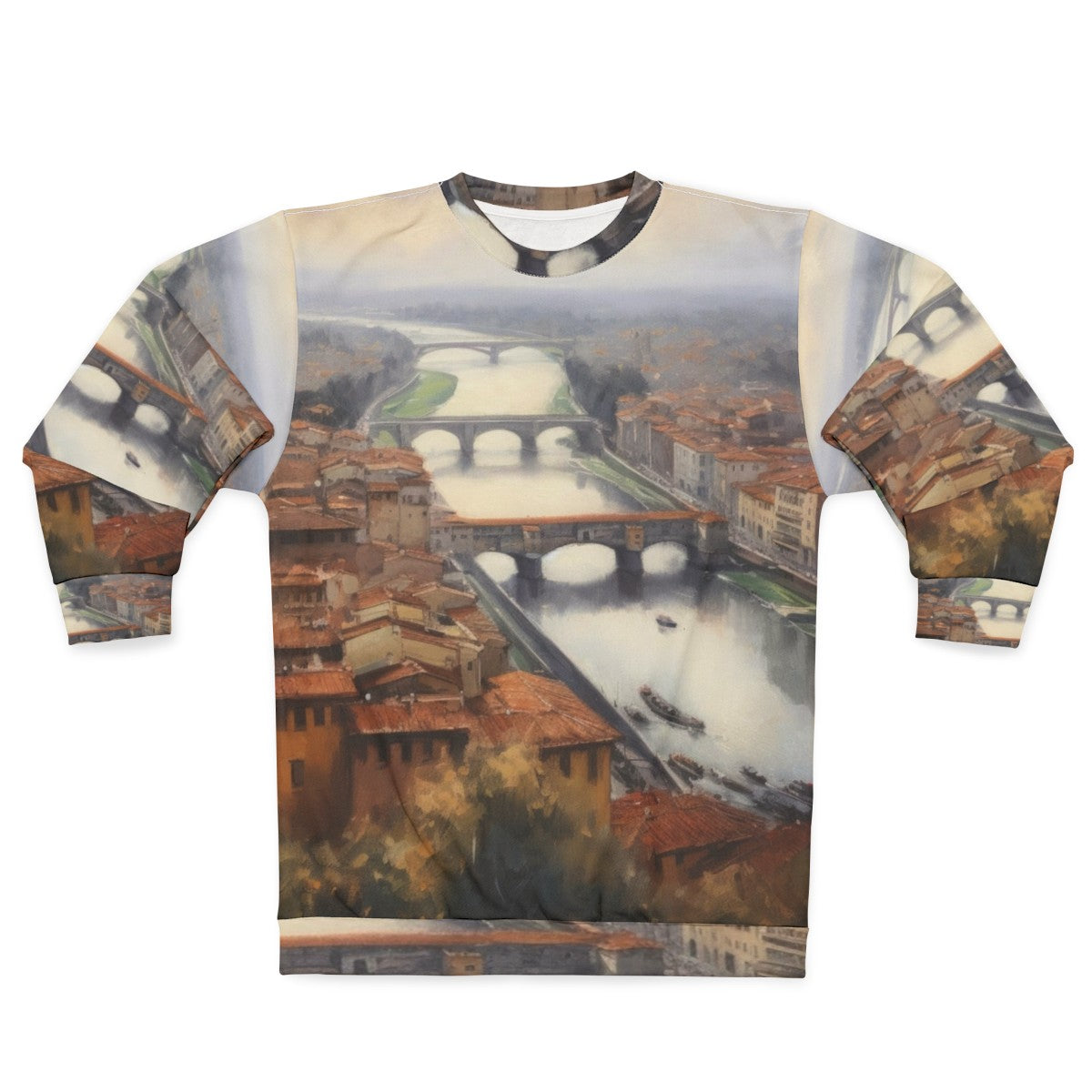 Florence Italy Sweatshirt with Cathedral and Landscape Artwork