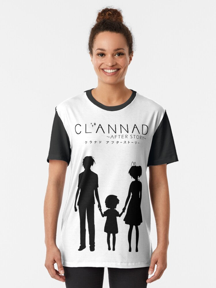 Clannad ~After Story~ graphic t-shirt featuring Nagisa Furukawa and Tomoya Okazaki from the popular anime series - Women