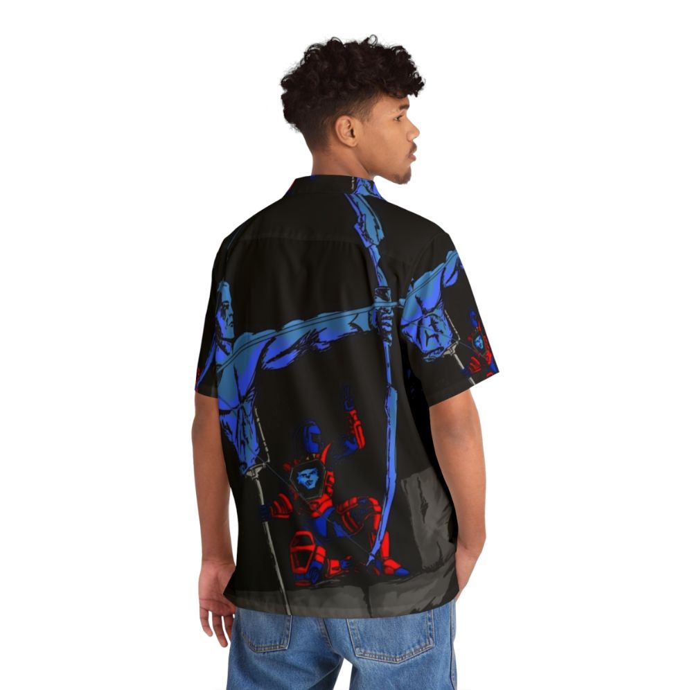 Retro cartoon Hawaiian shirt with three suns aligned - People Back