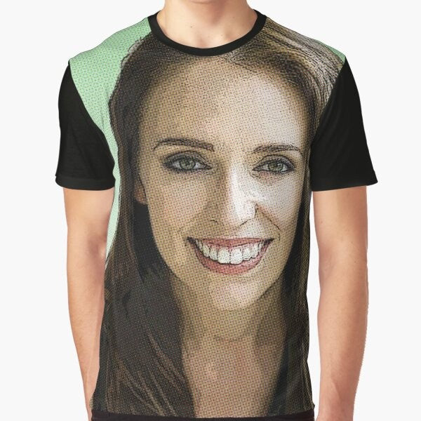 Jacinda Ardern, the Prime Minister of New Zealand, featured on a graphic t-shirt design