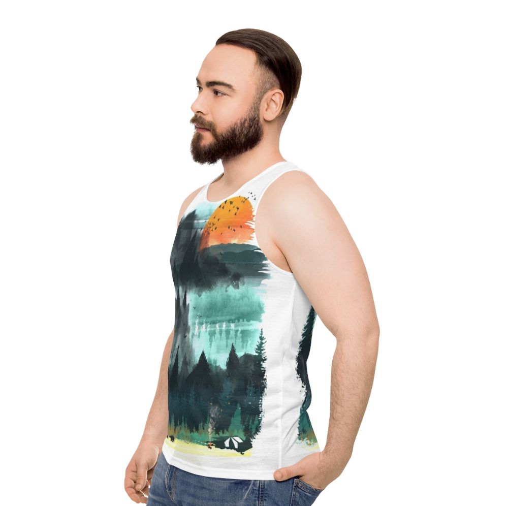 Watercolor wilderness unisex tank top - men side