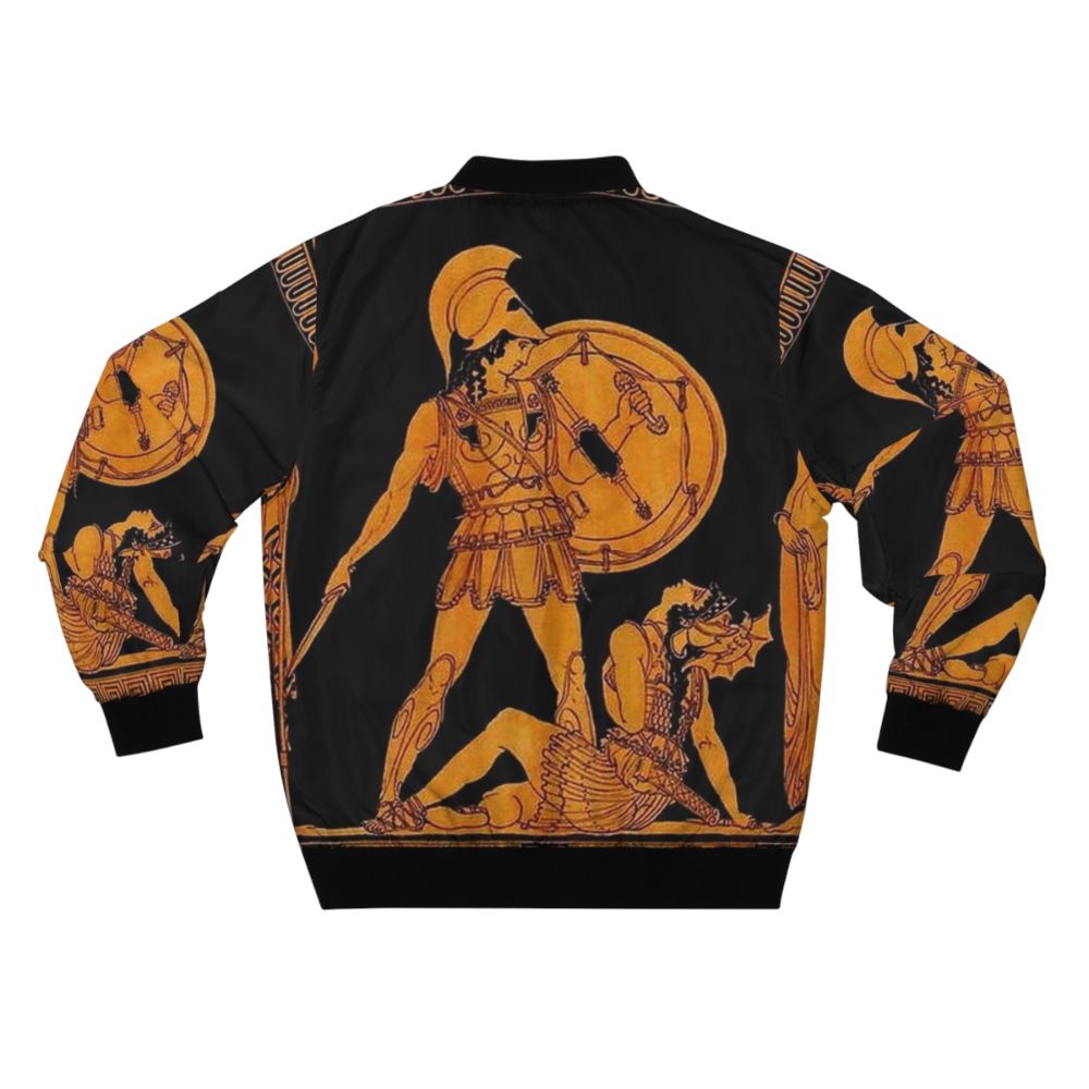 Colorful bomber jacket with ancient Greek gods and goddesses frieze print design - Back