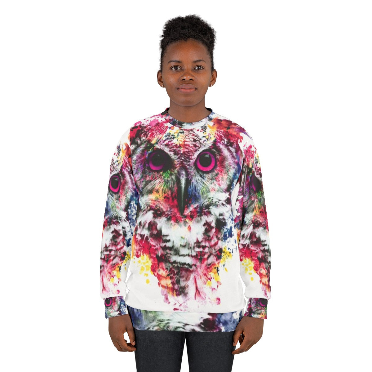 Colorful abstract owl sweatshirt - women