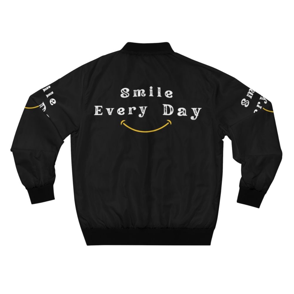 Smile Every Day Motivational Bomber Jacket with Positive Typography - Back