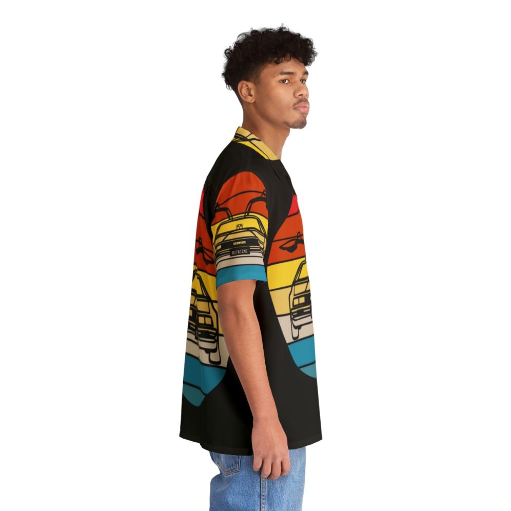 Retro Delorean Sunset Hawaiian Shirt with Back to the Future Inspired Design - People Pight